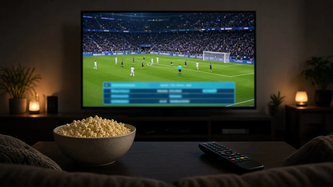 iptv epg sports night on a living room television